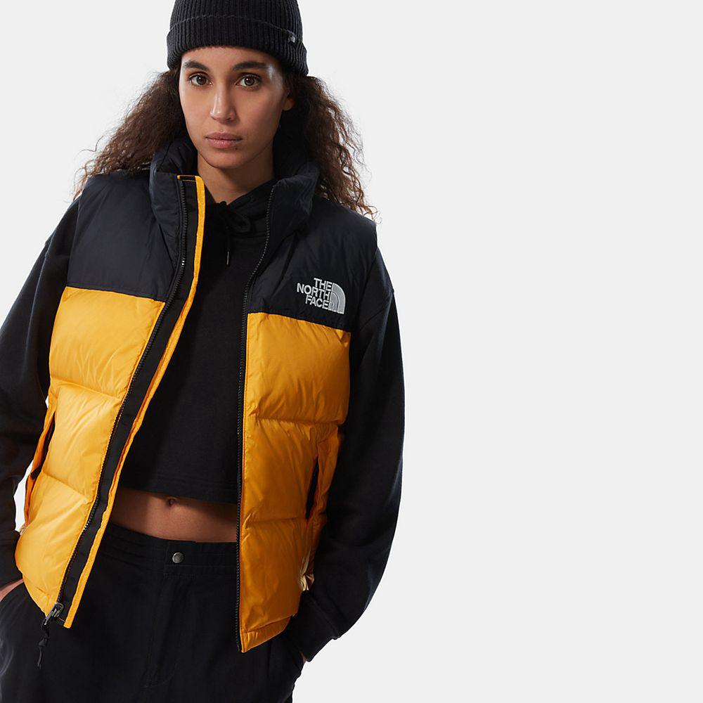 The North Face 1996 Retro Γιλέκο Γυναικεια Μπουφάν Nuptse - Χρυσο Χρωμα (FPDE36902)